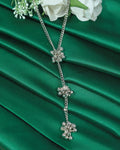 Silver-Tone Cascading Bead Y Necklace