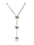 Silver-Tone Cascading Bead Y Necklace