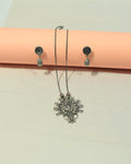 Oxidized Silver Sunburst Statement Necklace & Earring Set