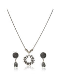 Oxidized Silver Leaf Wreath Necklace & Earring Set
