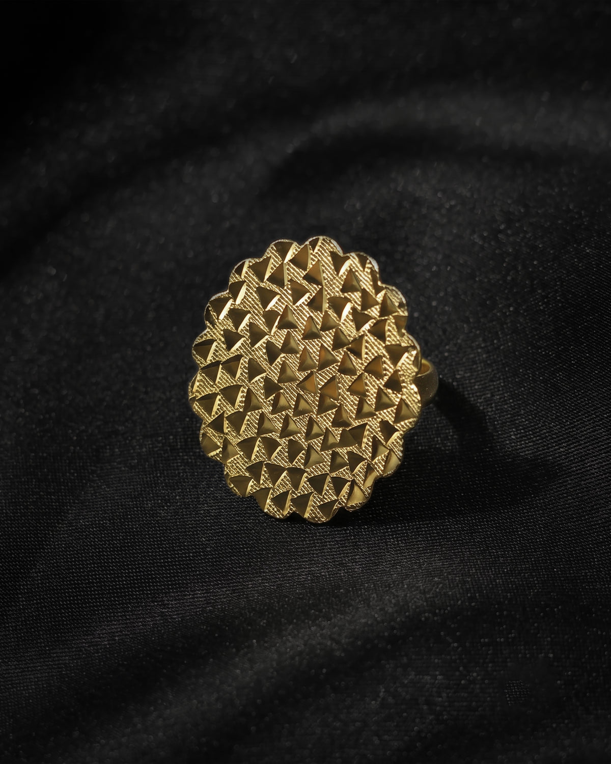 Golden Pebble Textured Statement Ring