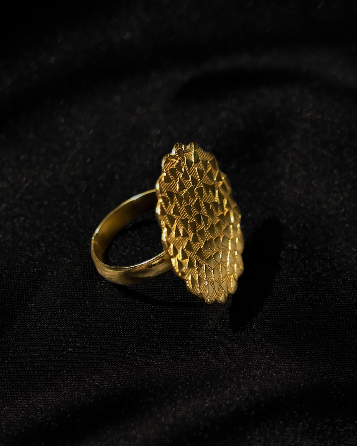 Golden Pebble Textured Statement Ring