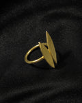 Golden Twin Leaf Sculpted Ring
