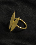 Golden Twin Leaf Sculpted Ring