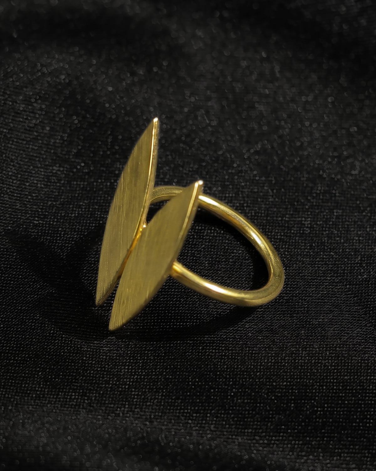 Golden Twin Leaf Sculpted Ring