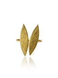 Golden Twin Leaf Sculpted Ring
