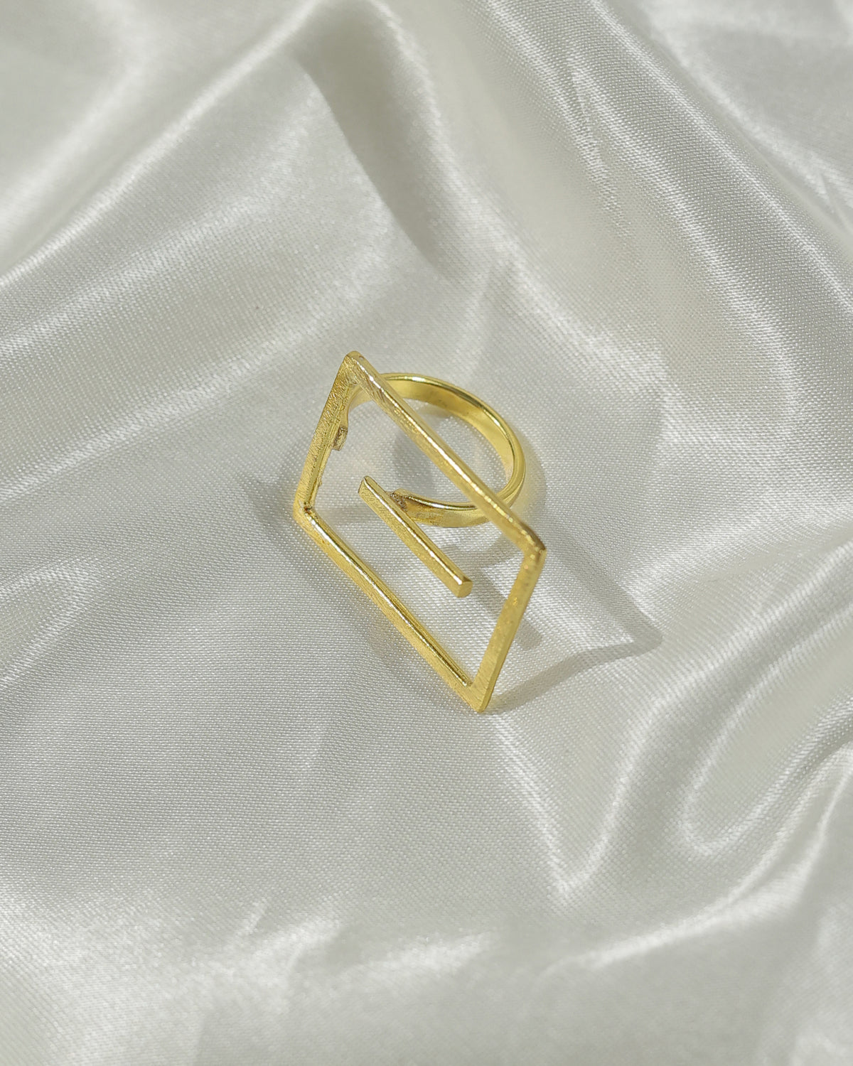 Golden Geometric Frame Open Ring
