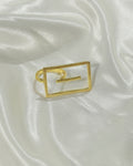 Golden Geometric Frame Open Ring