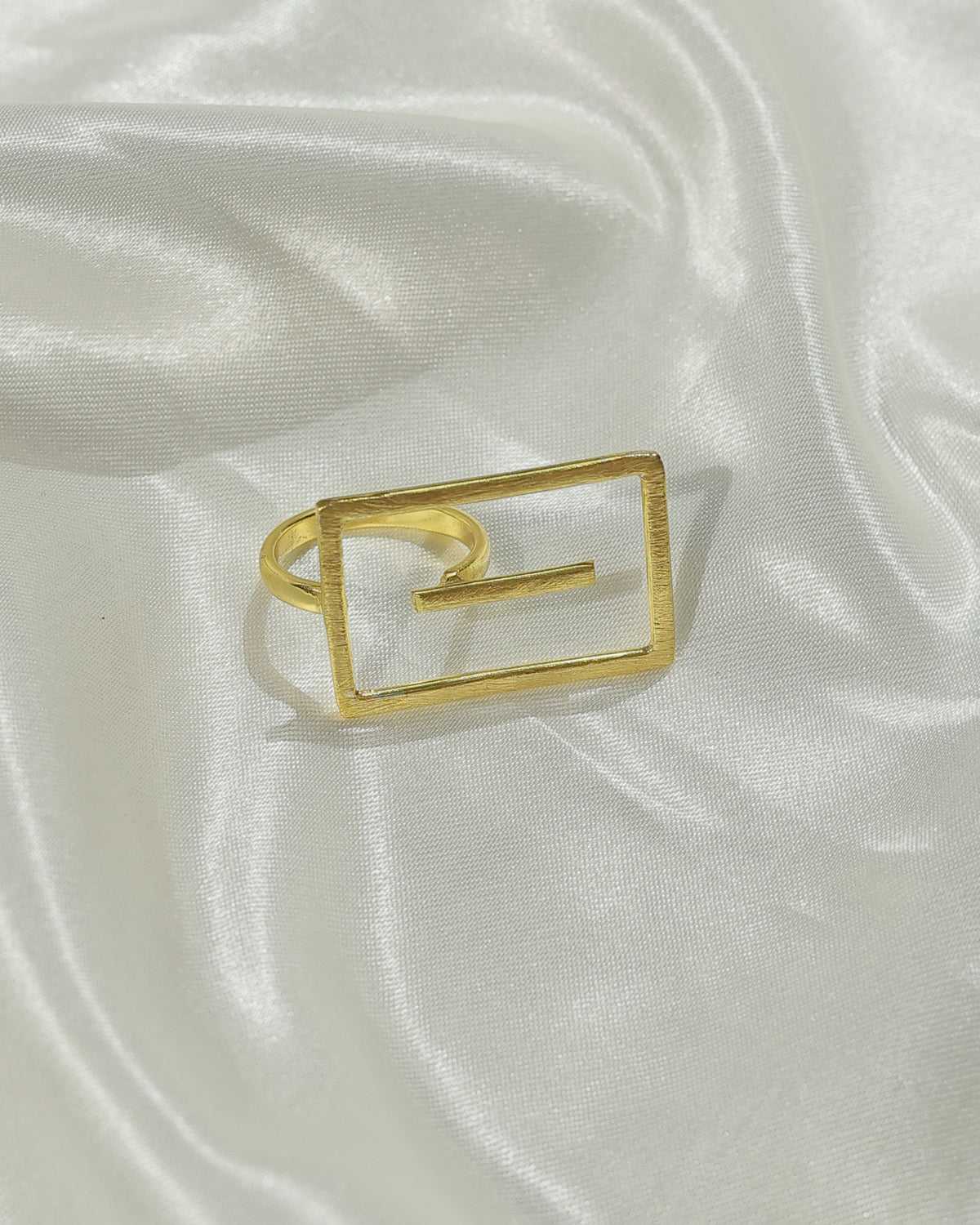 Golden Geometric Frame Open Ring