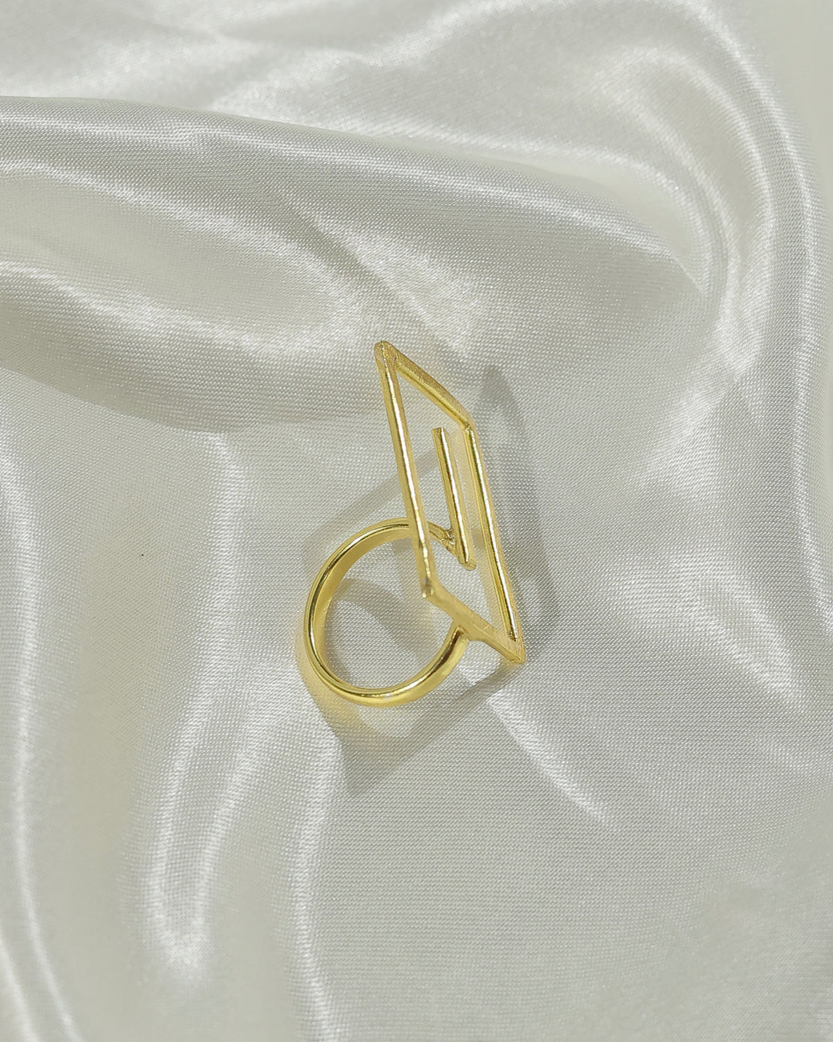 Golden Geometric Frame Open Ring