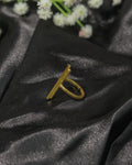 Golden Minimal Crossbar Open Ring