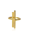Golden Minimal Crossbar Open Ring