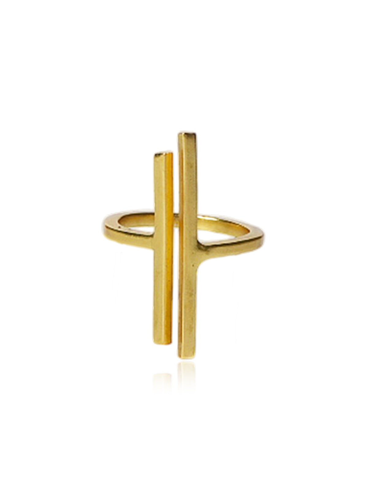 Golden Minimal Crossbar Open Ring