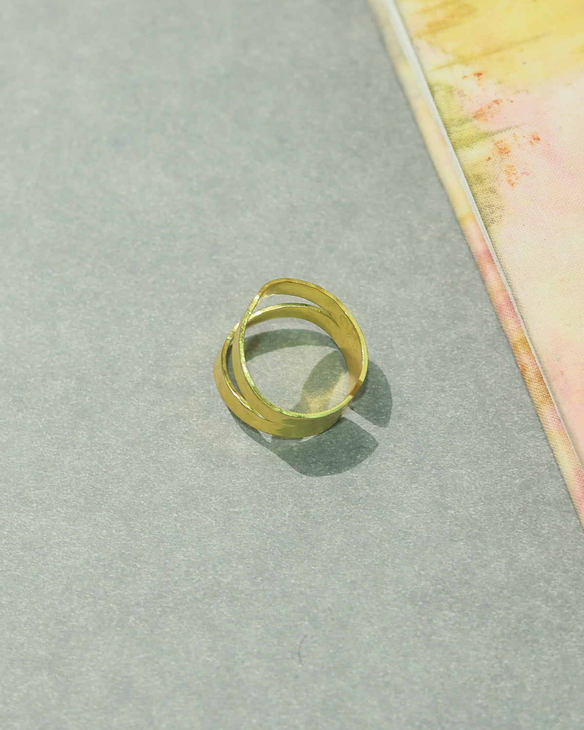 Geometric Hammered Band Ring