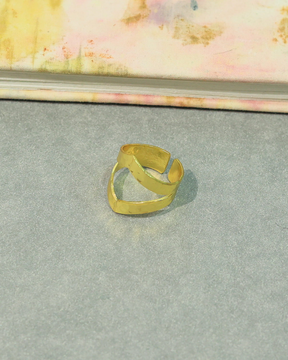 Geometric Hammered Band Ring