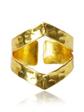 Geometric Hammered Band Ring