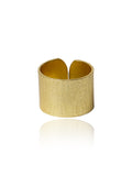 Golden Smooth Curve Open Ring