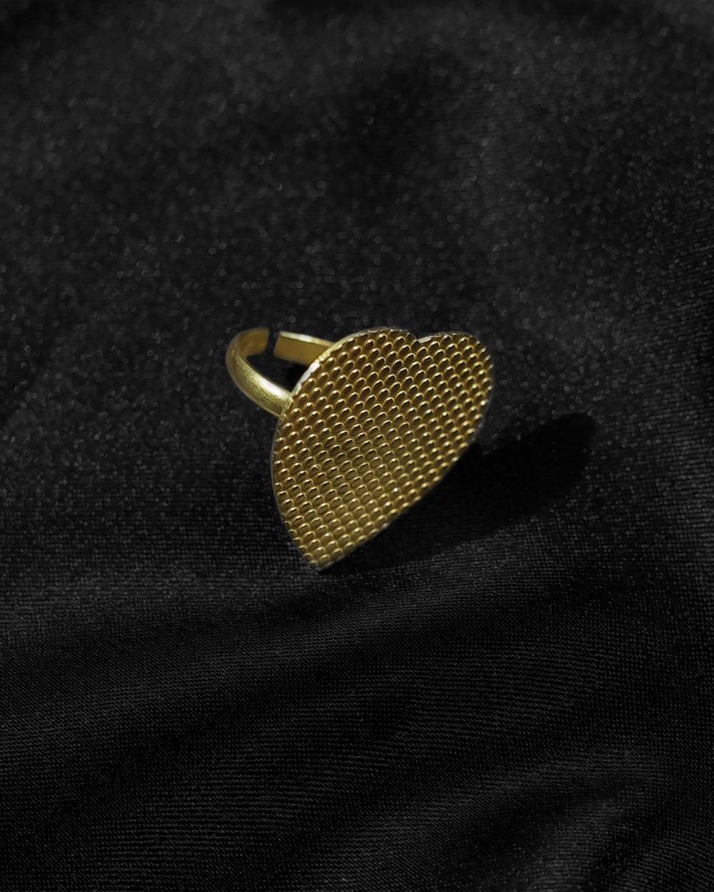 Golden Heart Mesh Statement Ring