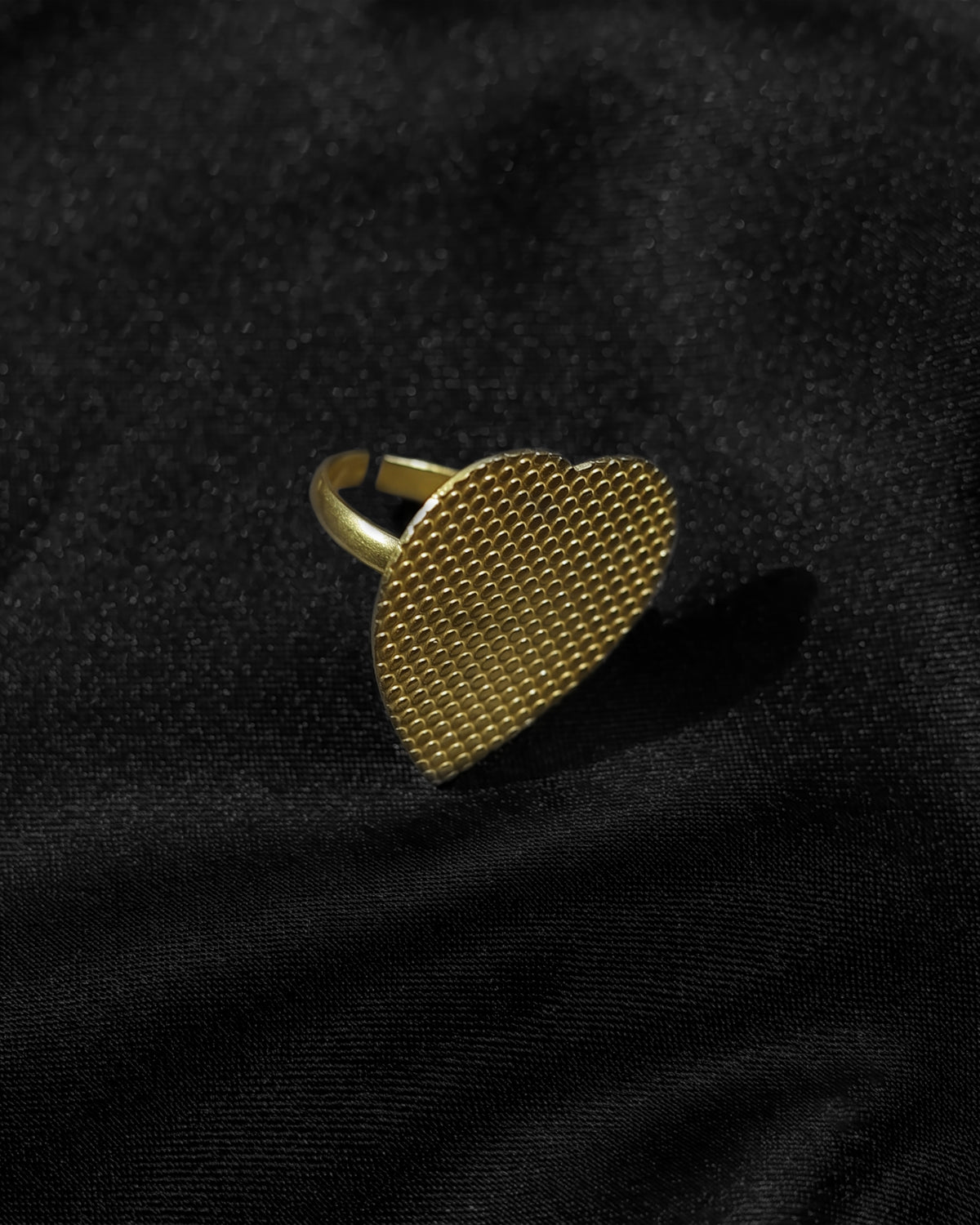 Golden Heart Mesh Statement Ring