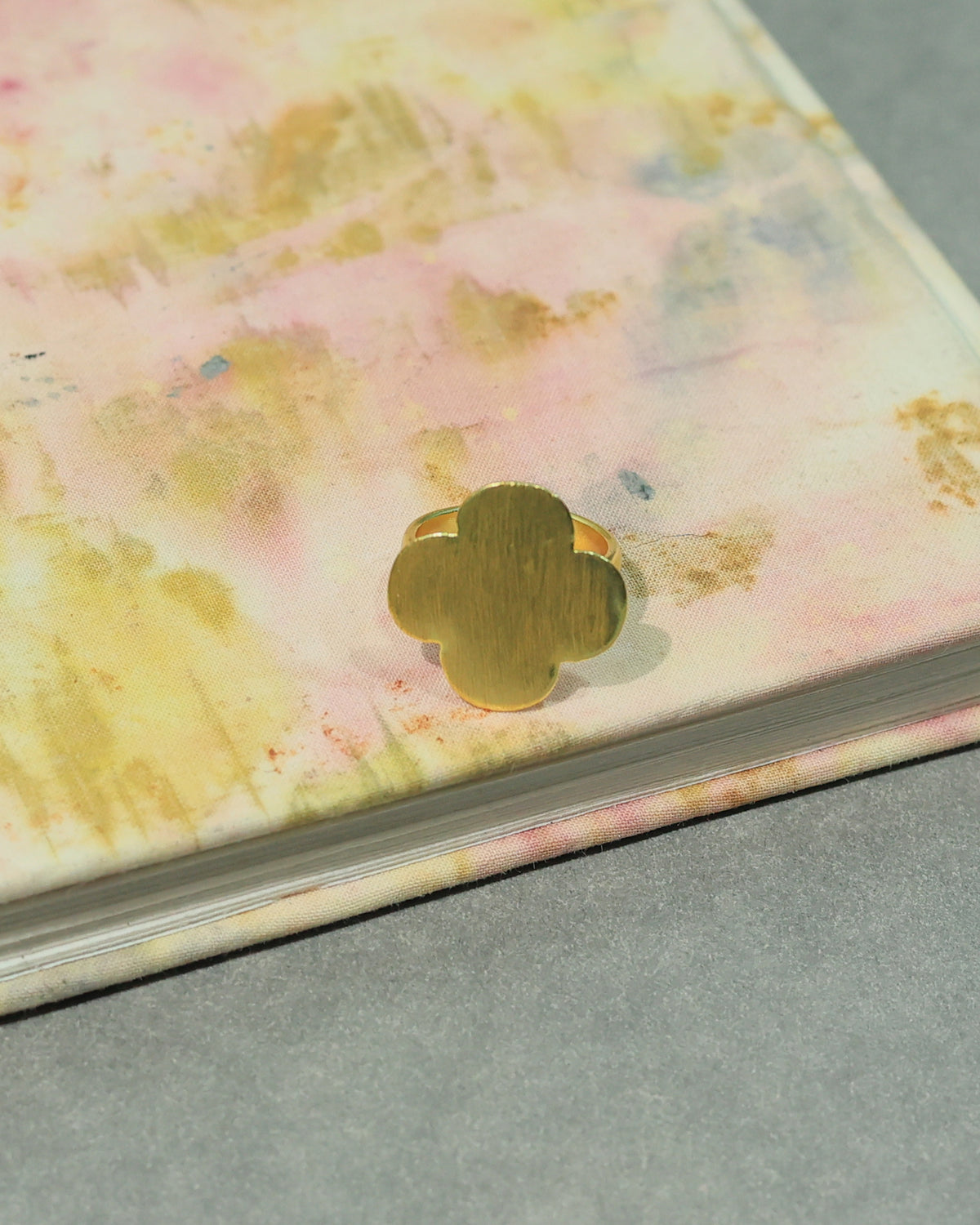 Golden Petite Floral Book Ring