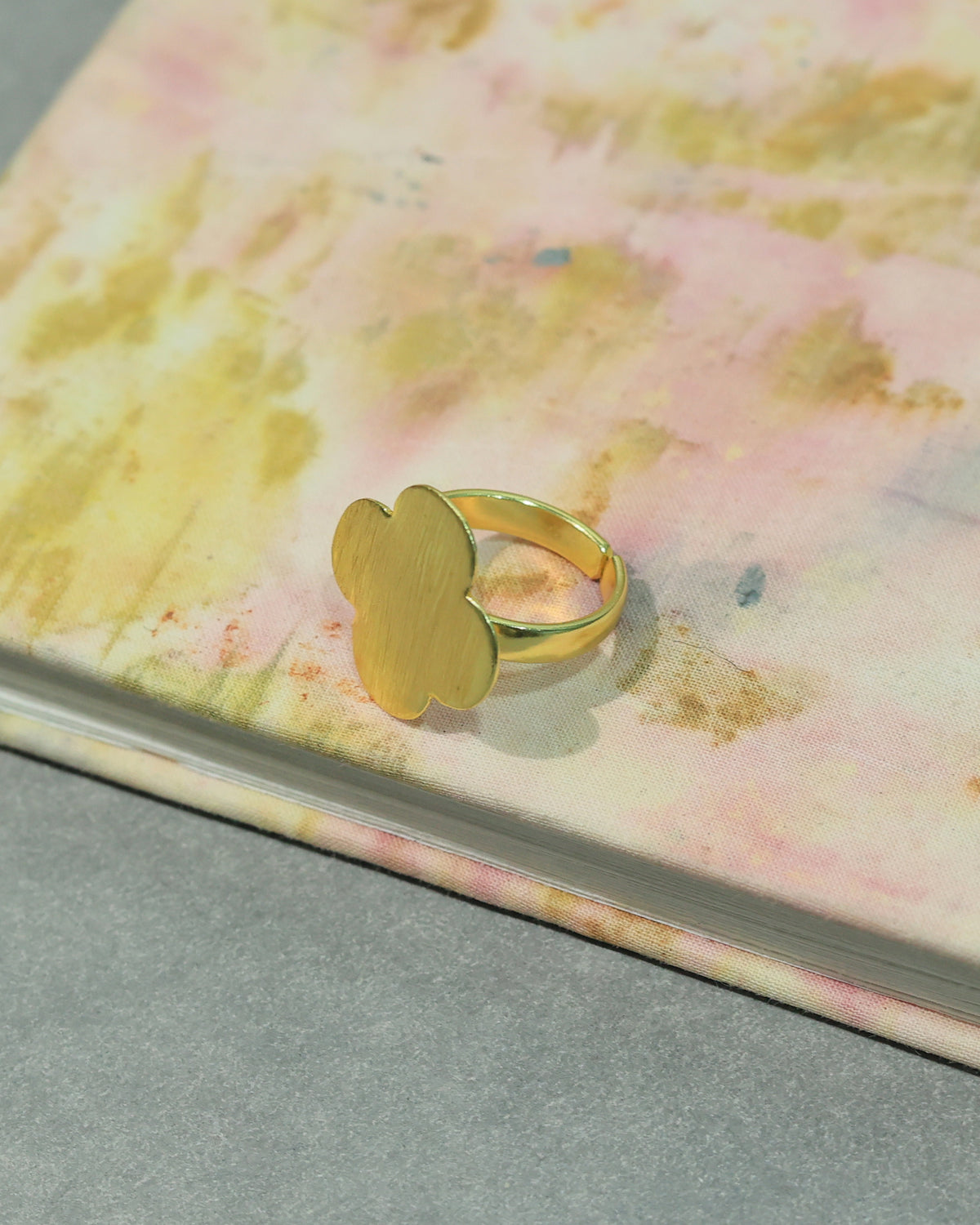 Golden Petite Floral Book Ring
