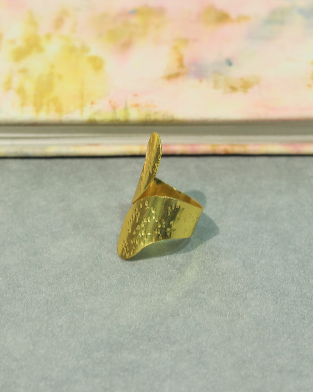 Golden Hammered Wrap Statement Ring