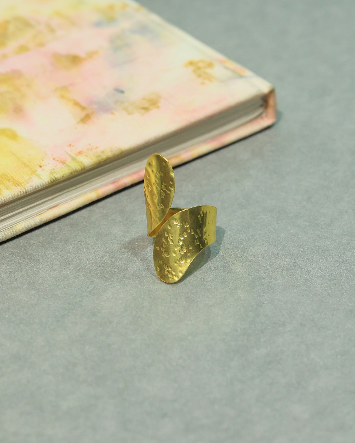 Golden Hammered Wrap Statement Ring