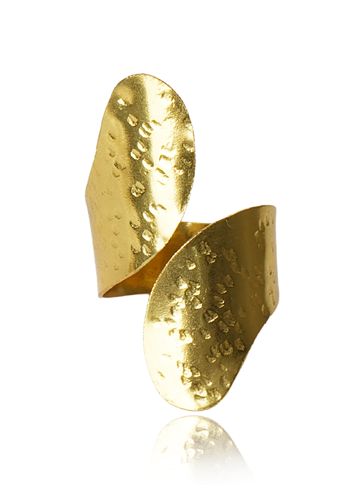 Golden Hammered Wrap Statement Ring