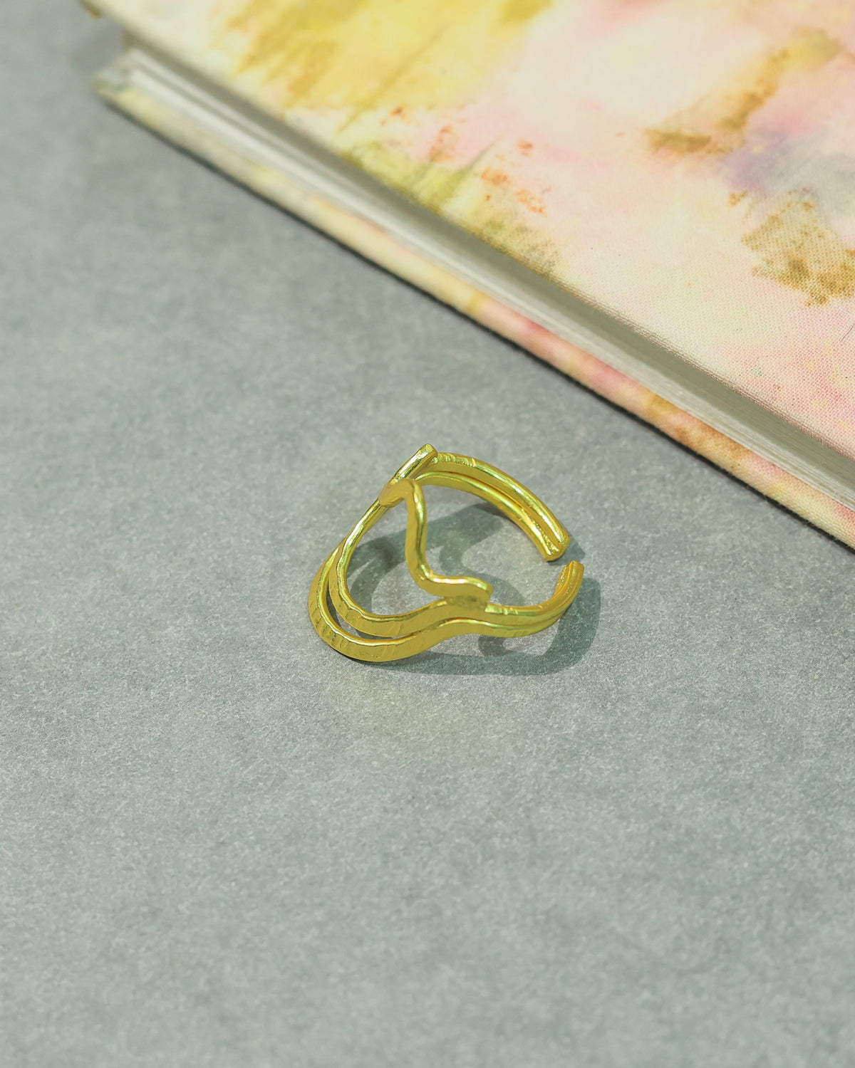 Golden Crescent Openwork Ring