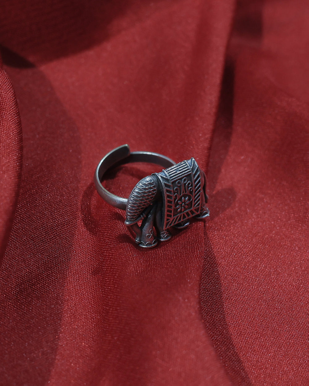 Heritage Elephant Oxidised Statement Ring