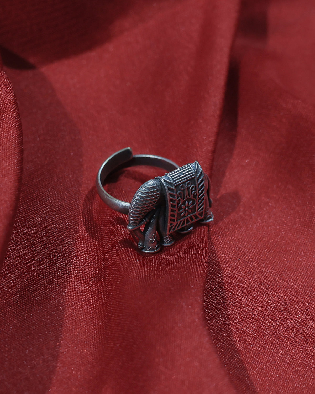 Heritage Elephant Oxidised Statement Ring