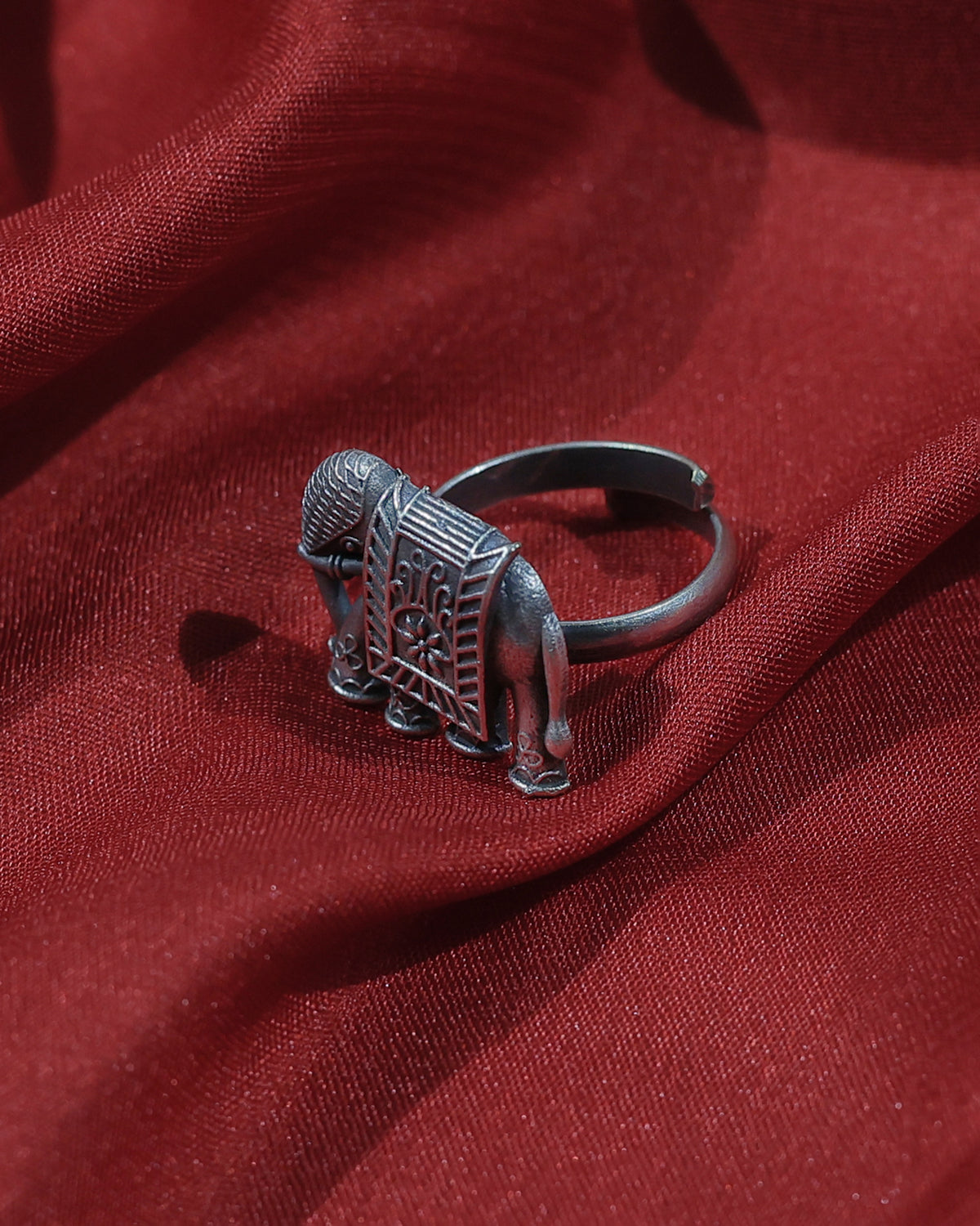 Heritage Elephant Oxidised Statement Ring