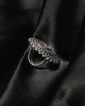 Lotus Mandala Oxidised Statement Ring