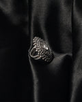 Lotus Mandala Oxidised Statement Ring