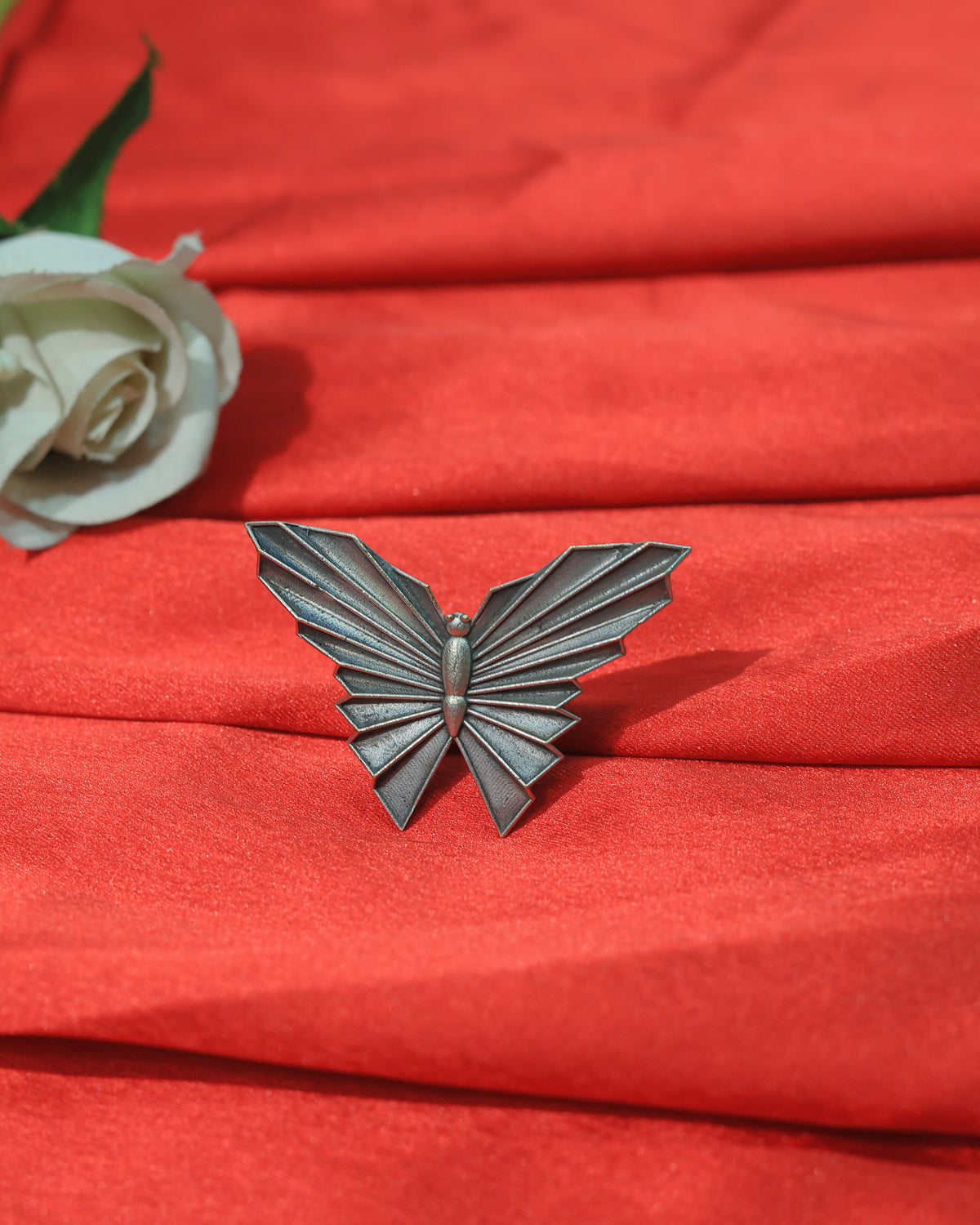 Winged Butterfly Oxidised Ring