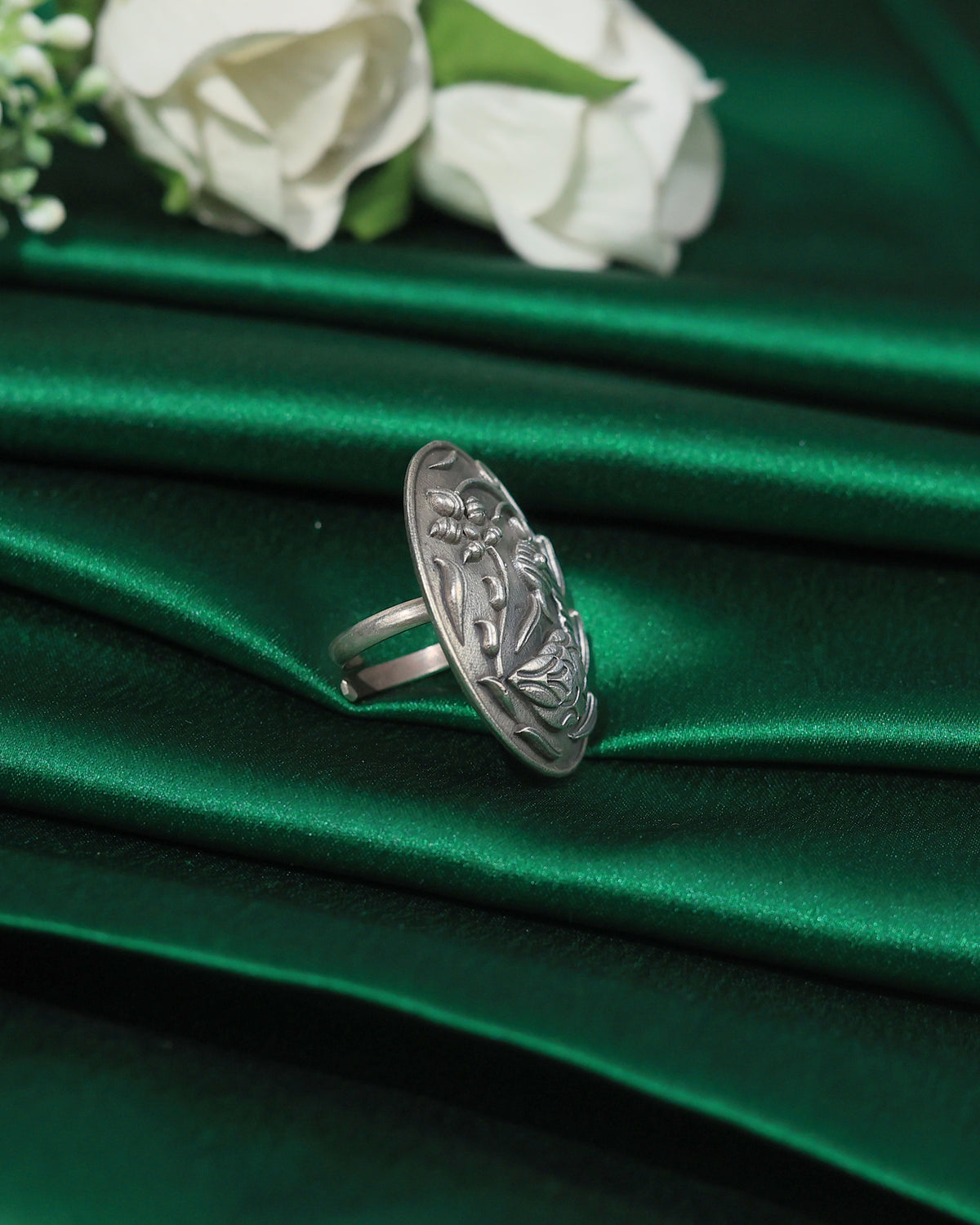 Peacock Garden Oxidised Statement Ring