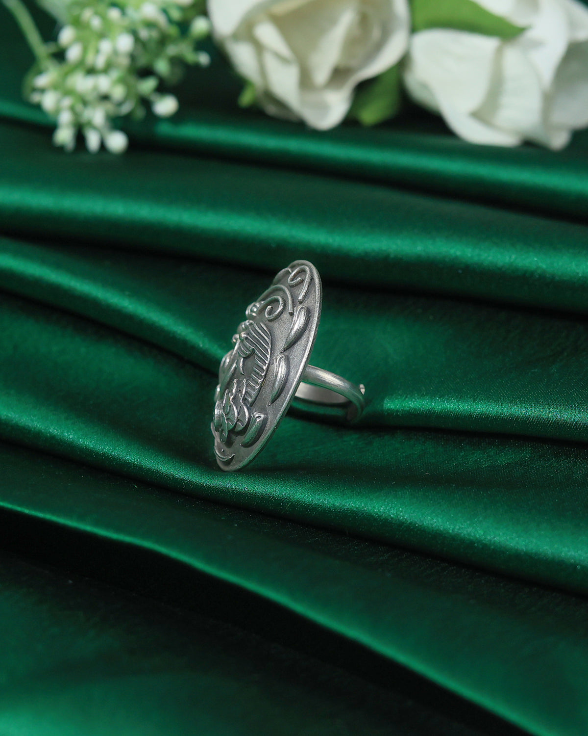 Peacock Garden Oxidised Statement Ring