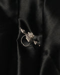 Four Petal Pearl Oxidised Ring