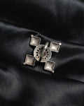 Four Petal Pearl Oxidised Ring