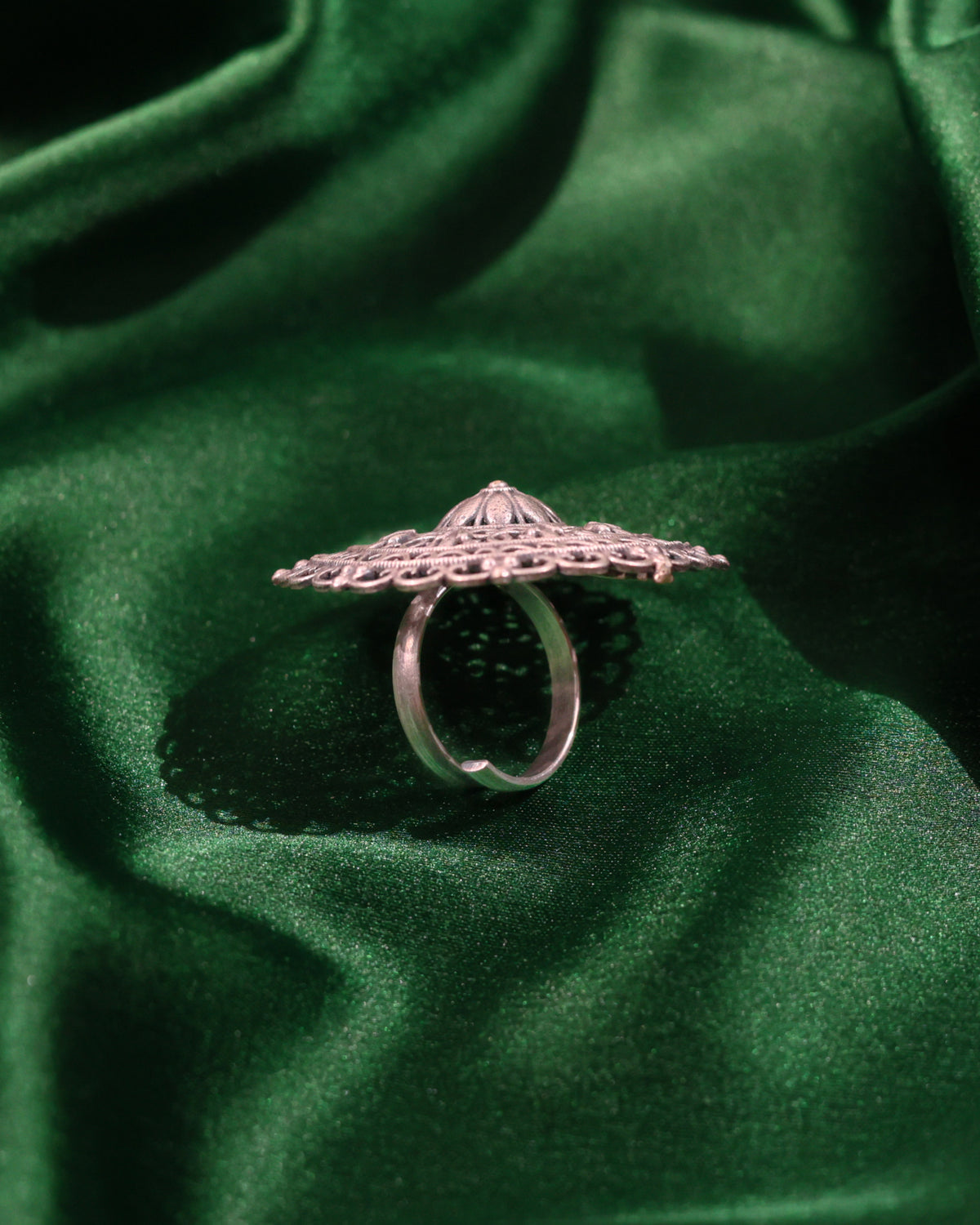 Vintage Floral Filigree Oxidised Ring