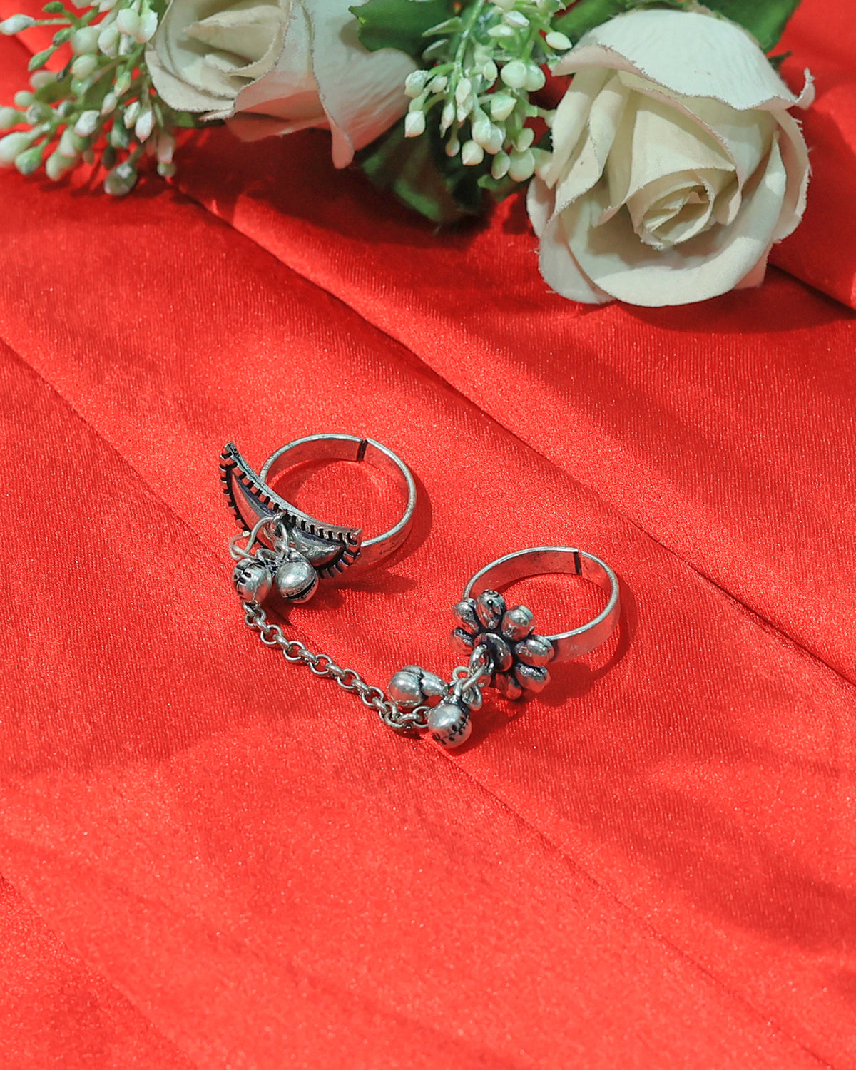 Floral Twin Ring Hand Chain