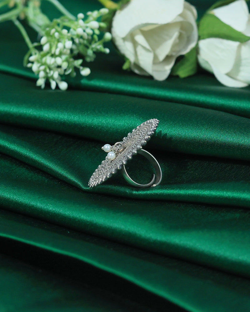 Concentric Mandala Oxidised Statement Ring