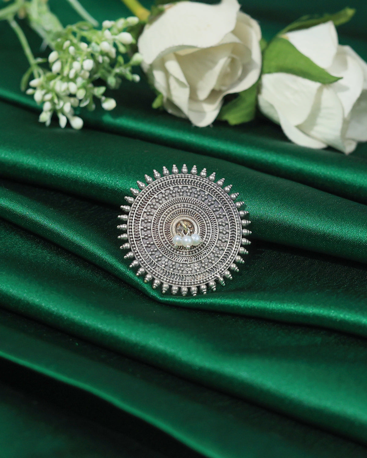 Concentric Mandala Oxidised Statement Ring
