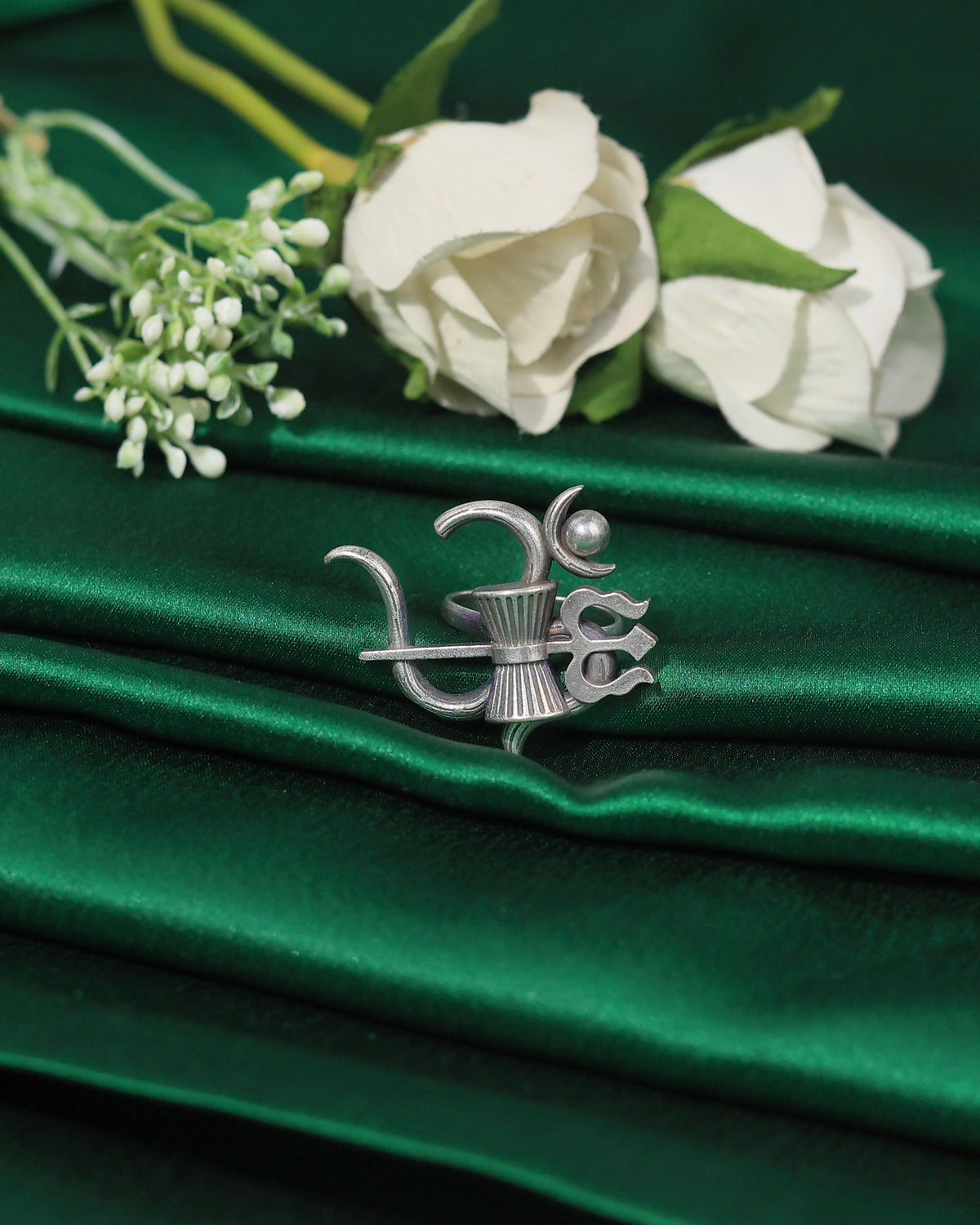 Om Trishul Damru Spiritual Oxidised Ring