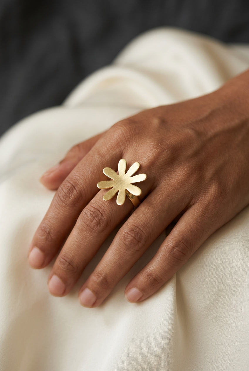 Golden Bloom Flower Statement Ring