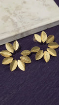 Golden Leaf Cluster Stud Earrings