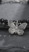 Black Butterfly Charm Bead-Style Anklet