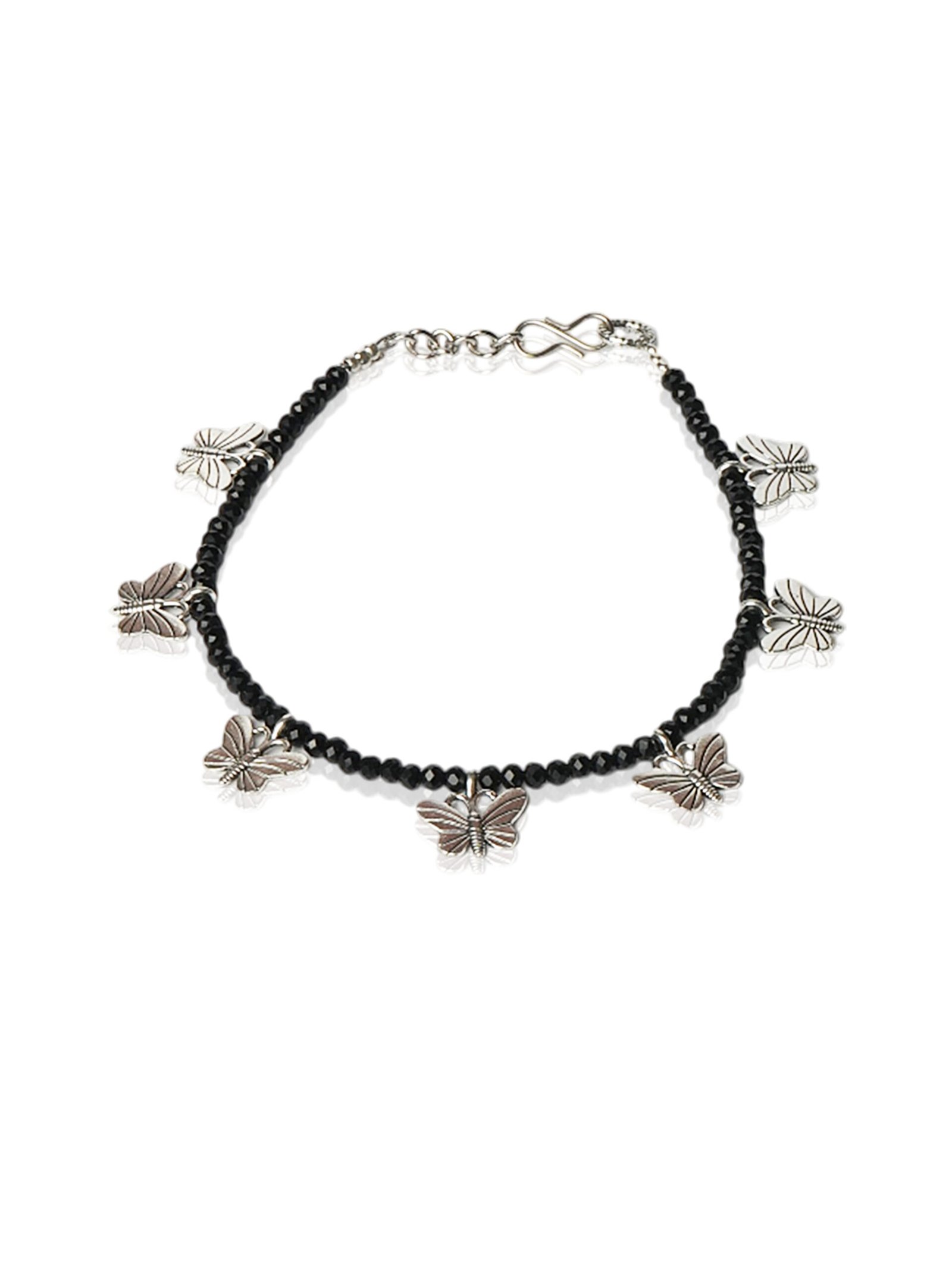 black beaded butterfly charm anklet black beaded butterfly charm anklet